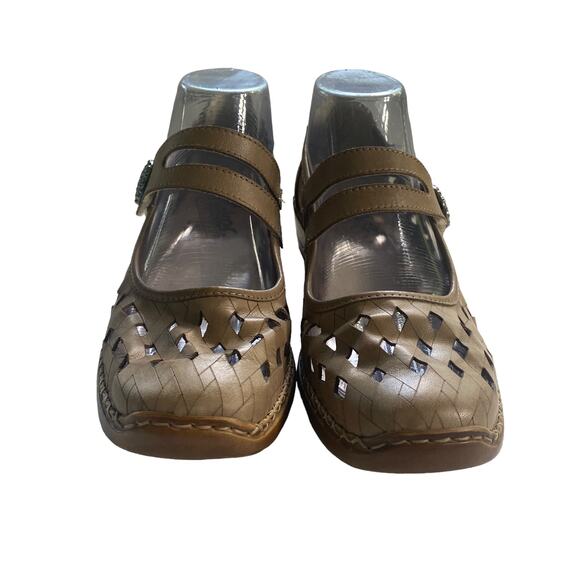 RIEKER Size 40 Mary Janes Leather Cut Out Upper Comfort Shoes Tan Boho Doris - Picture 2 of 10
